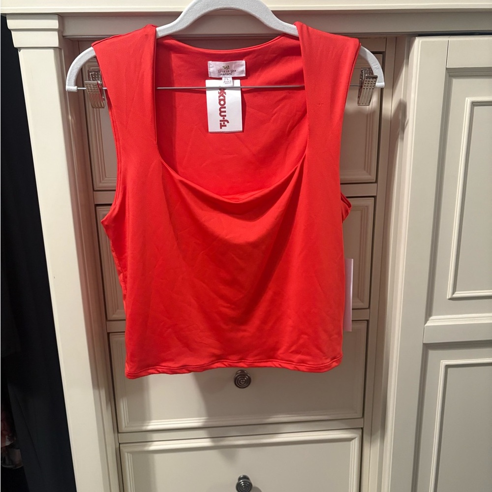 Women’s Red Sleeveless Square Neck Top